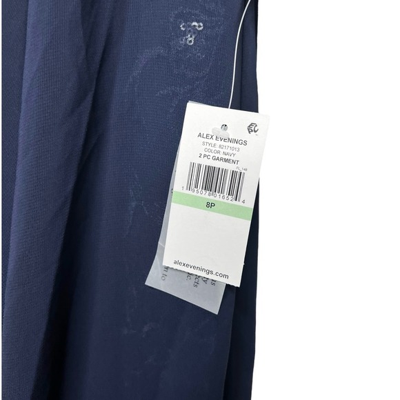 New Women’s Alex Evenings Short Embroidered Dress with Illusion Jacket Size 8P - Picture 3 of 10